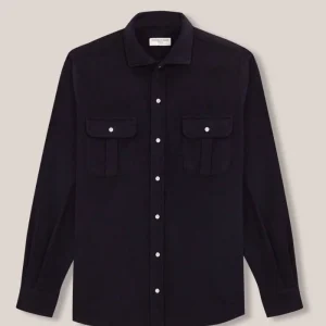 Camisa de Algodón Grueso Dos Bolsillos - Azul Marino