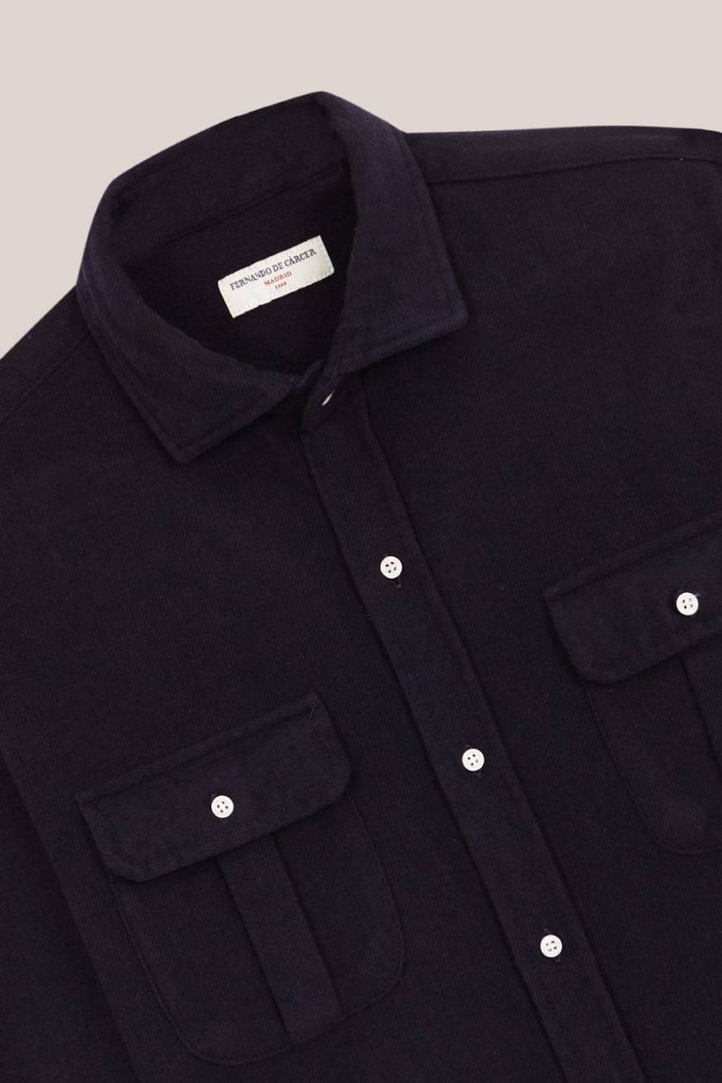 Camisa de Algodón Grueso Dos Bolsillos - Azul Marino - Imagen 3