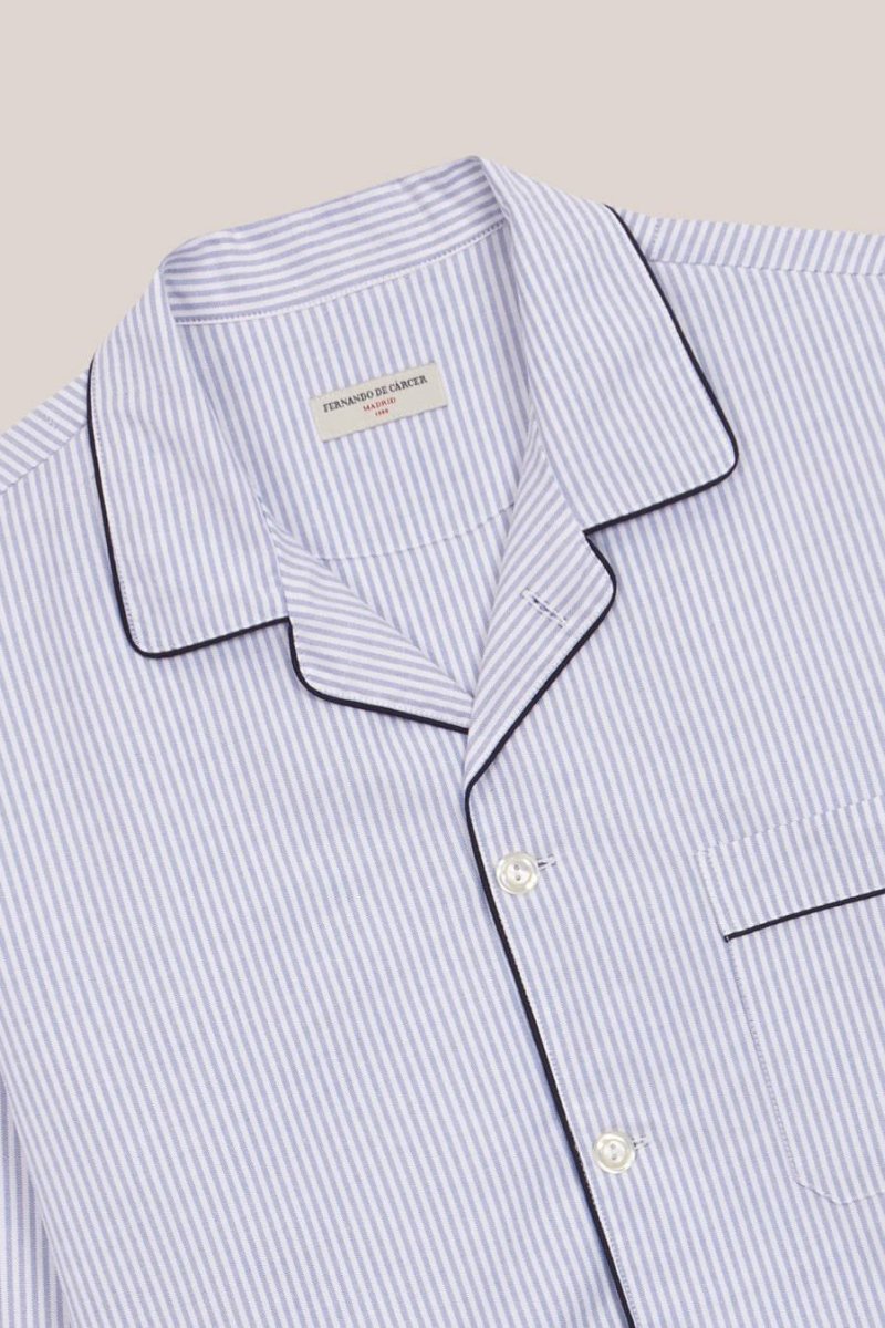 Pijama - Oxford Rayas Azul y Blanco - Imagen 3