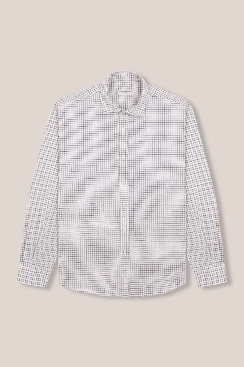 Camisa de Algodón - Viyela Cuadro Fino Burdeos y Marino - Imagen 2