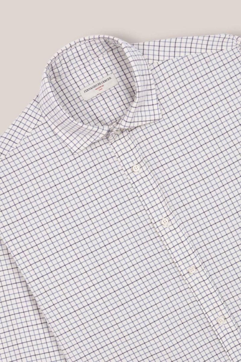 Camisa de Algodón - Viyela Cuadro Fino Burdeos y Marino - Imagen 3