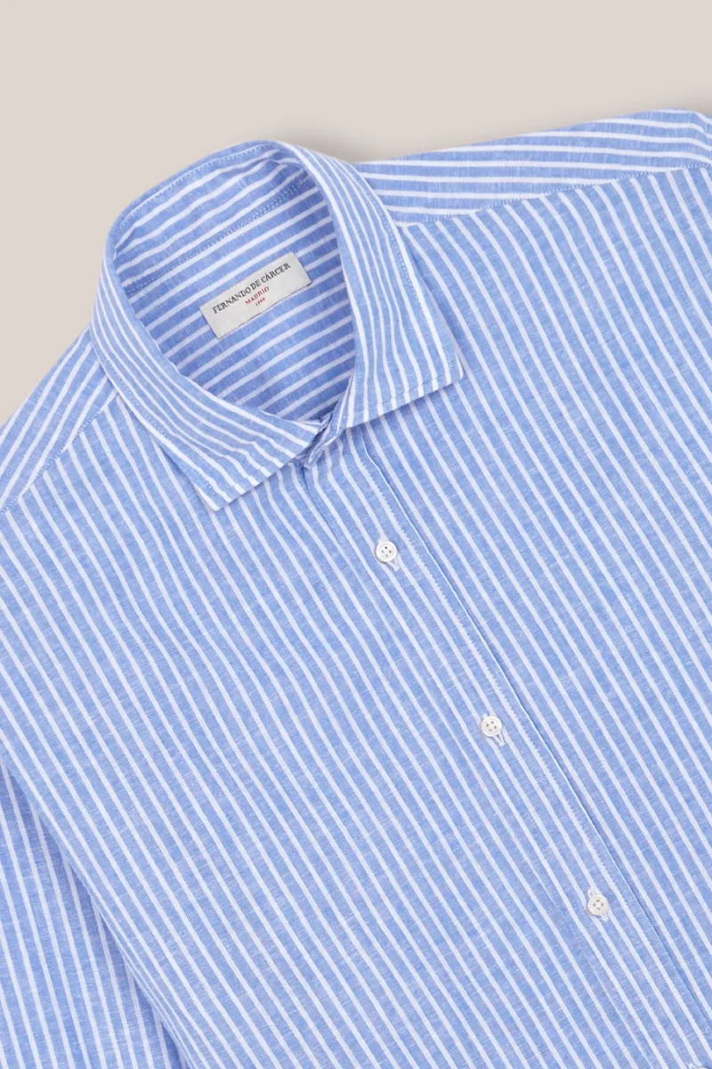 Camisa de Lino - Rayas Azul y Blanco - Imagen 3