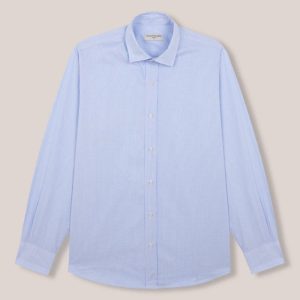 Camisa de Algodón - Microcuadros Azules