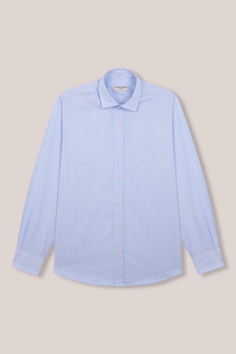 Camisa de Algodón - Microcuadros Azules - Imagen 2