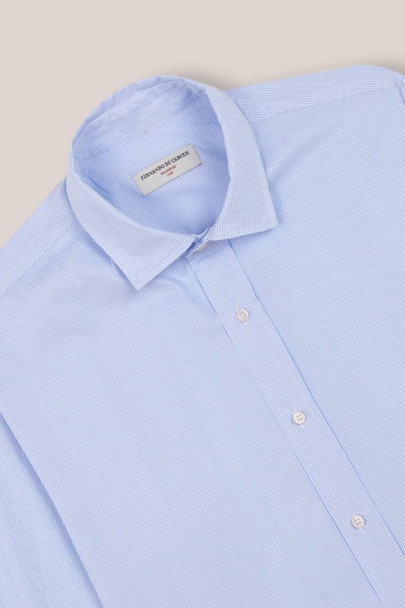 Camisa de Algodón - Microcuadros Azules - Imagen 3