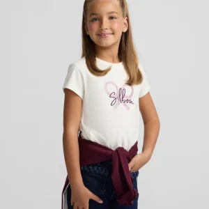 Camiseta niña Silbon raqueta crudo