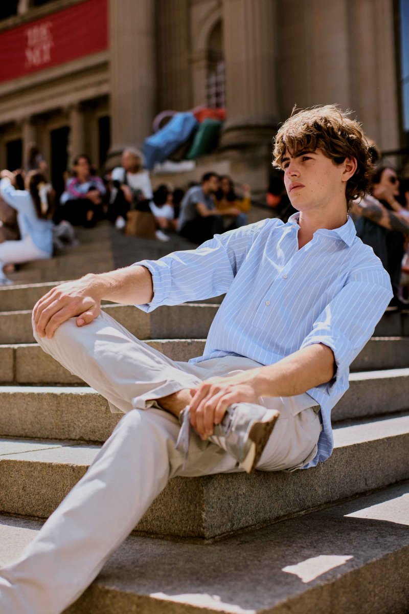 Polera de Algodón - Rayas Azul y Blanco - Imagen 3