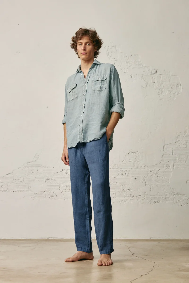 Pantalón Largo Lino - Azul Petróleo