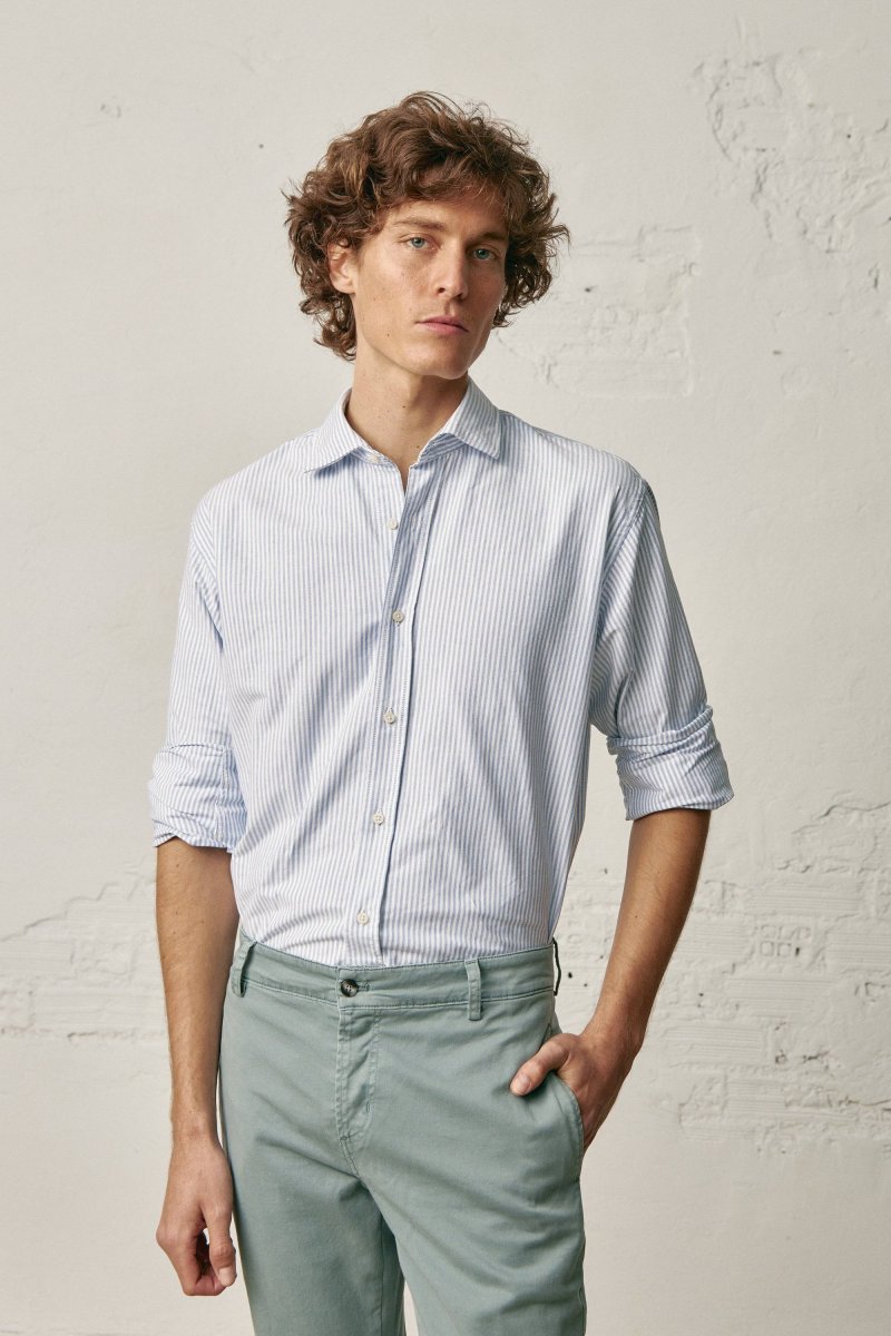 Camisa de Algodón - Rayas Azules y Blancas - Imagen 4