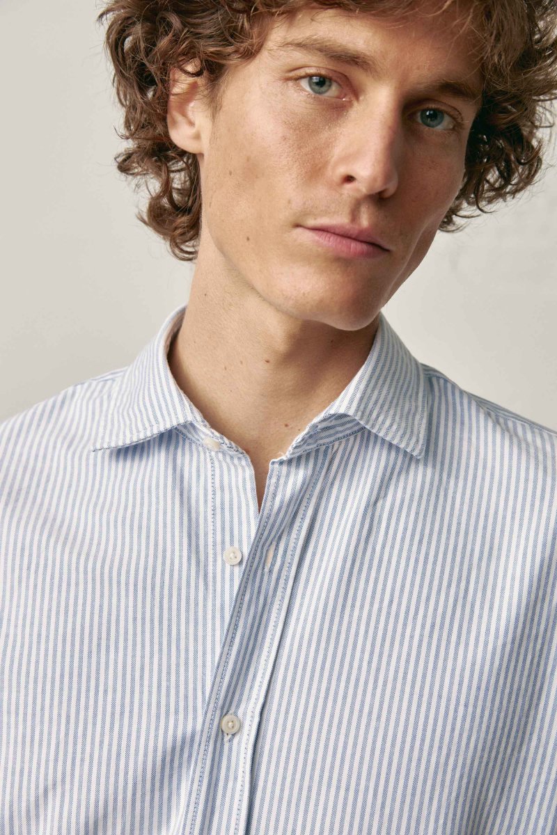 Camisa de Algodón - Rayas Azules y Blancas - Imagen 5