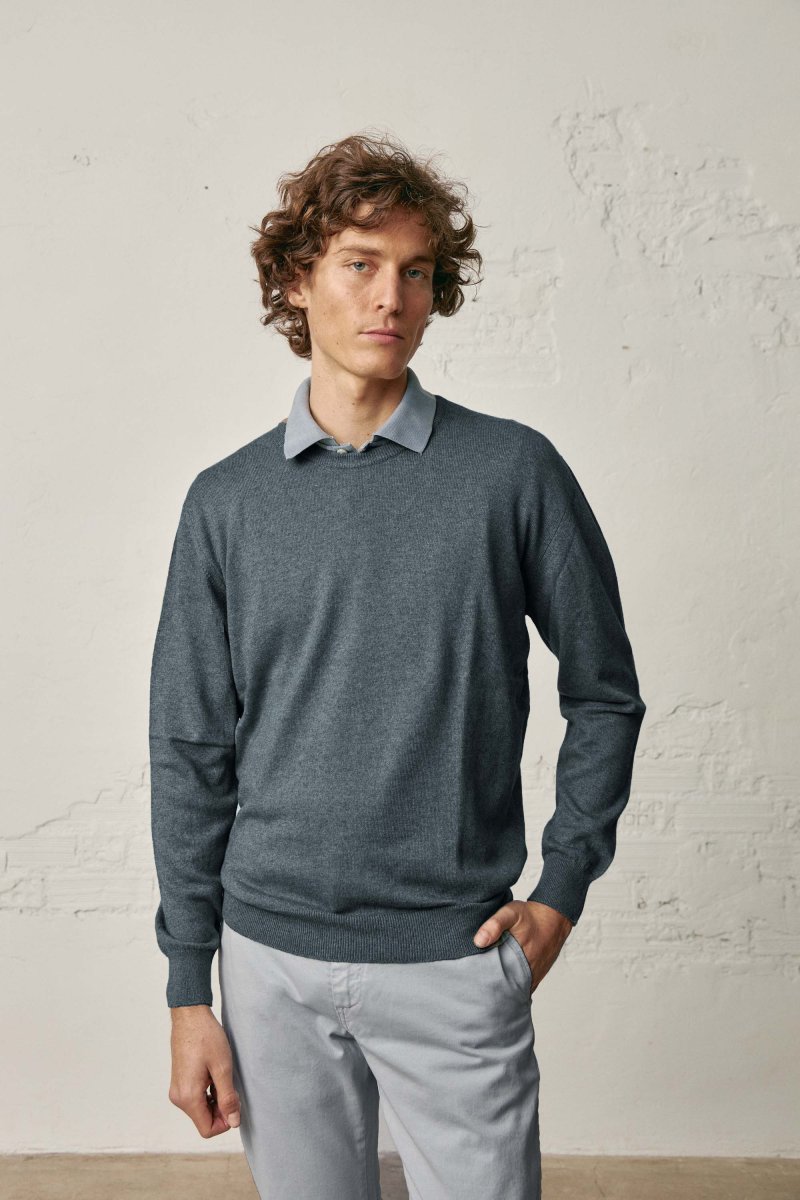 Jersey Cuello Redondo Algodón - Gris Marengo
