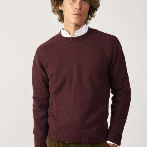 Jersey Cuello Redondo Shetland - Burdeos Jaspeado