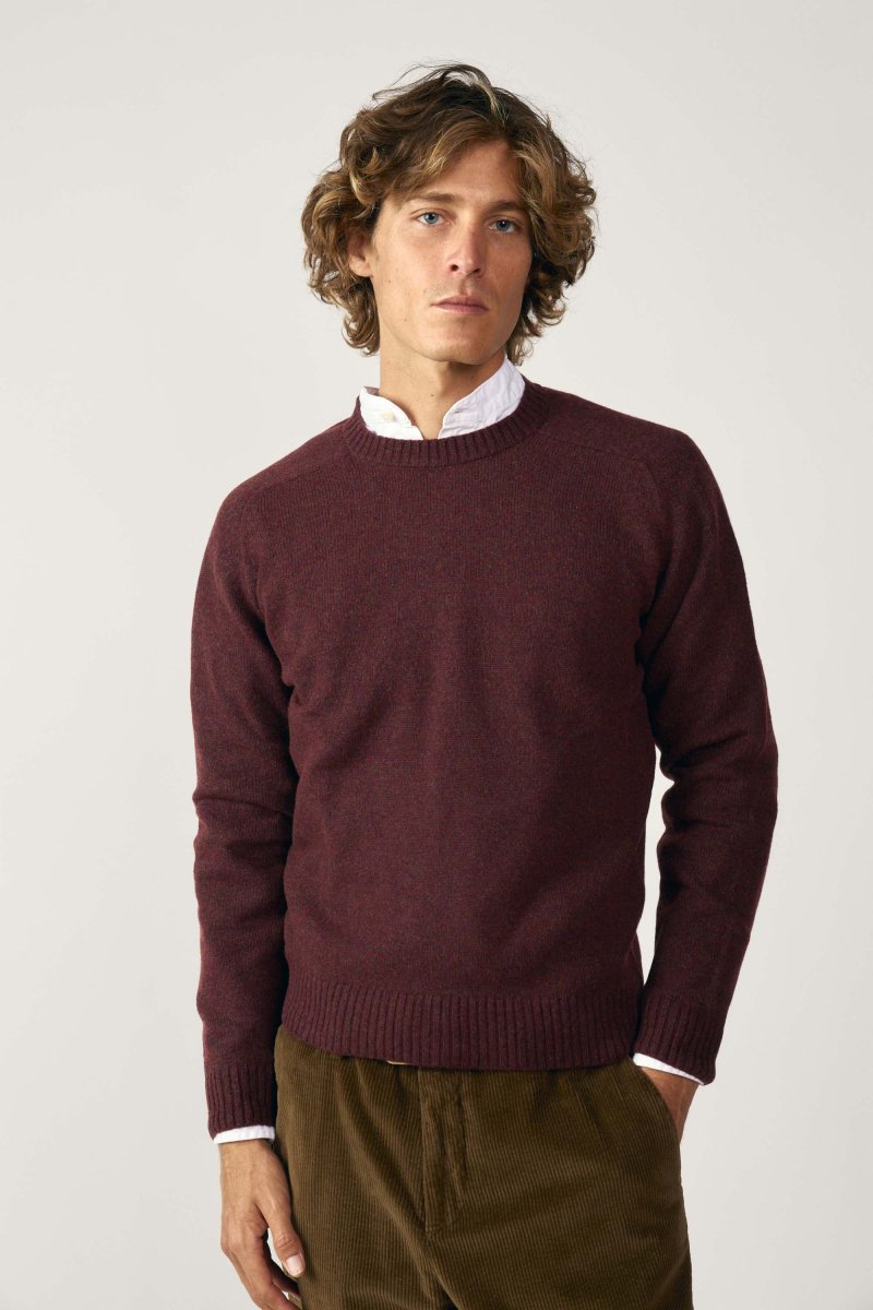 Jersey Cuello Redondo Shetland - Burdeos Jaspeado - Imagen 2