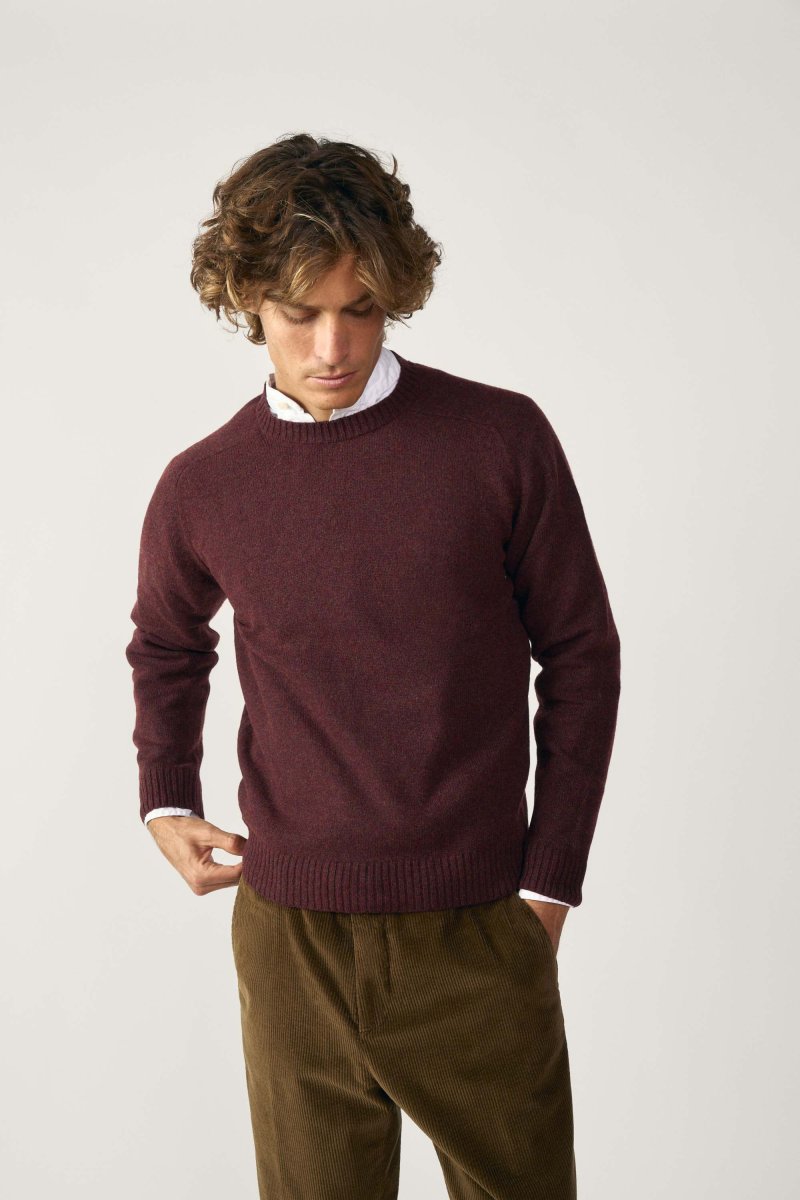 Jersey Cuello Redondo Shetland - Burdeos Jaspeado - Imagen 5