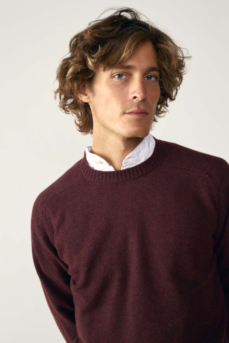 Jersey Cuello Redondo Shetland - Burdeos Jaspeado - Imagen 3