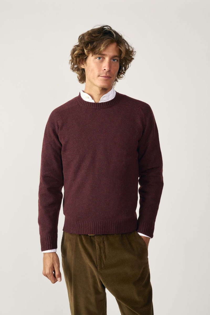 Jersey Cuello Redondo Shetland - Burdeos Jaspeado - Imagen 6