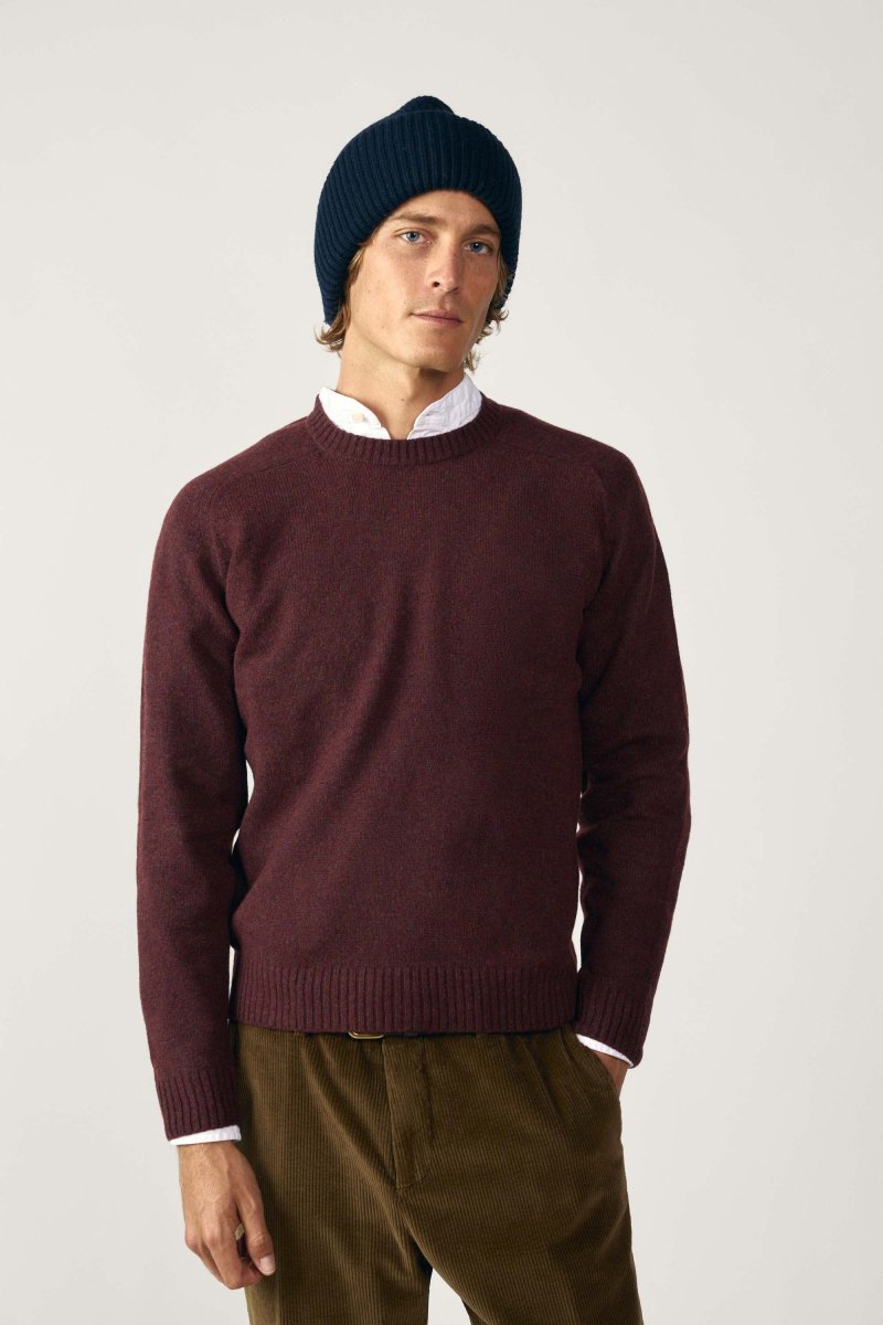 Jersey Cuello Redondo Shetland - Burdeos Jaspeado - Imagen 9