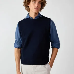 Chaleco Cuello Redondo Lambswool - Azul Marino