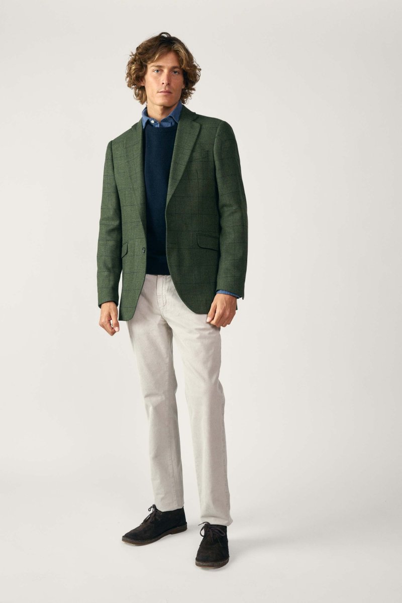 Americana de Tweed - Harris Tweed Cuadros Verde - Imagen 5