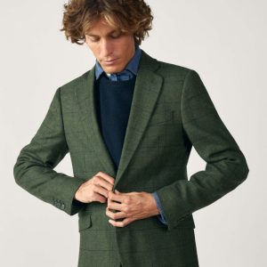 Americana de Tweed - Harris Tweed Cuadros Verde