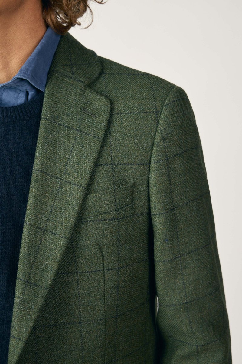 Americana de Tweed - Harris Tweed Cuadros Verde - Imagen 3