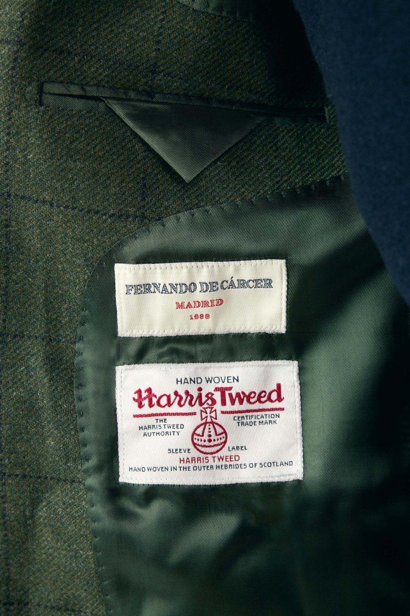 Americana de Tweed - Harris Tweed Cuadros Verde - Imagen 6