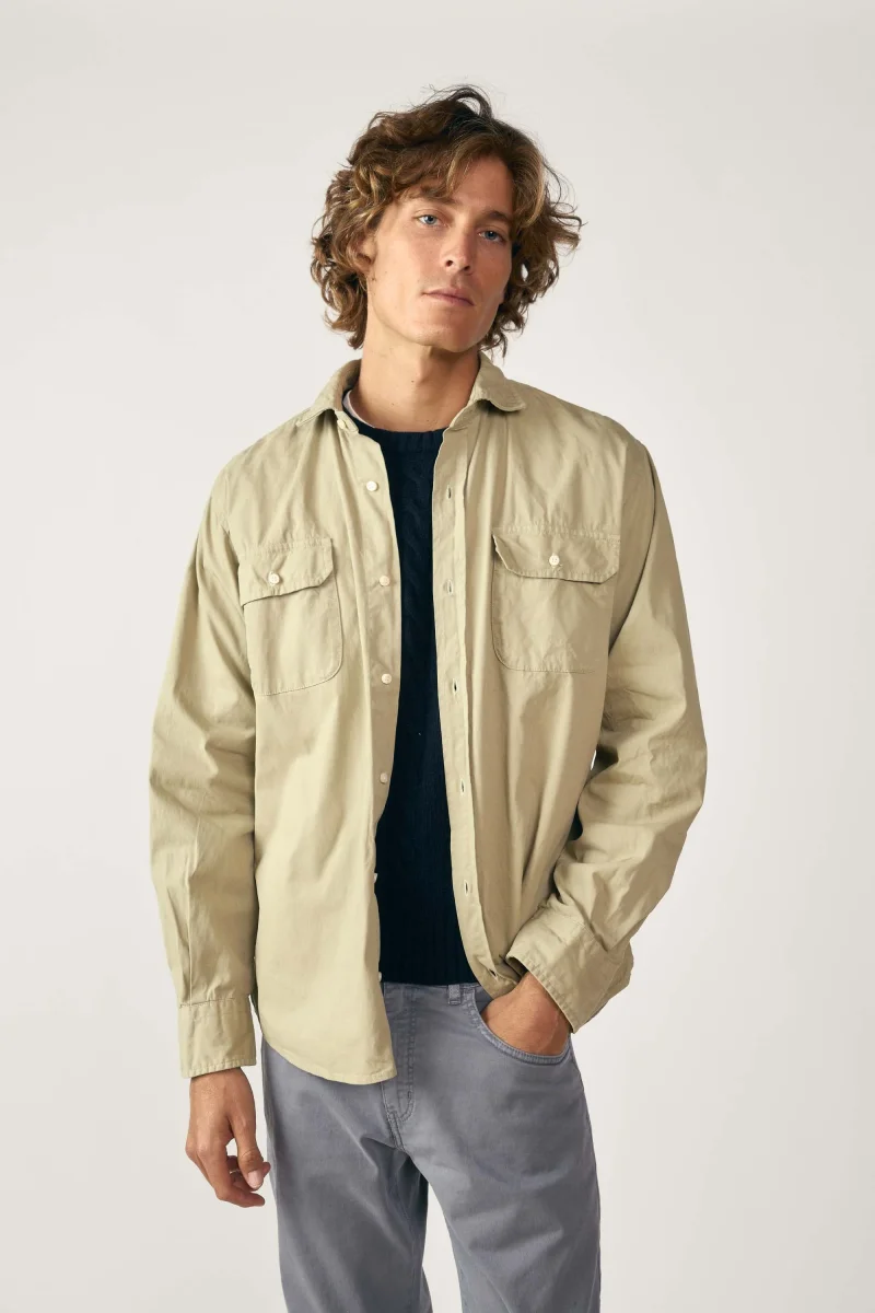 Camisa de Popelín Dos Bolsillos - Beige Tostado