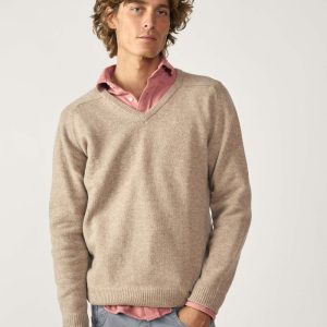 Jersey Cuello Pico Lambswool - Beige Tostado
