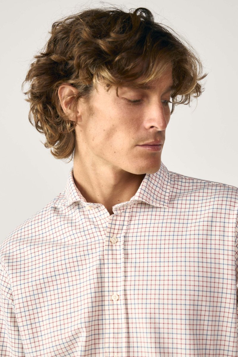 Camisa de Algodón - Viyela Cuadros Azul y Rojo - Imagen 3