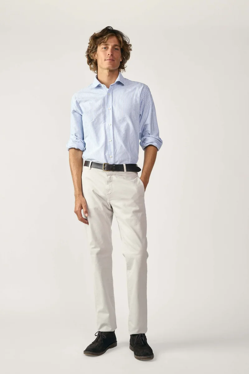 Camisa de Algodón - Azul Rayas Blancas - Imagen 5