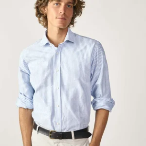 Camisa de Algodón - Azul Rayas Blancas