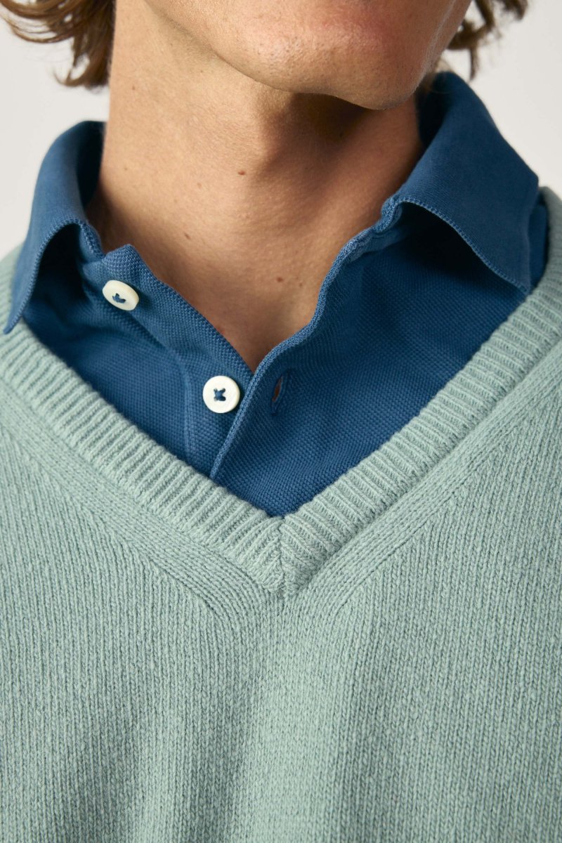 Jersey Cuello Pico Lambswool - Verde Agua - Imagen 4