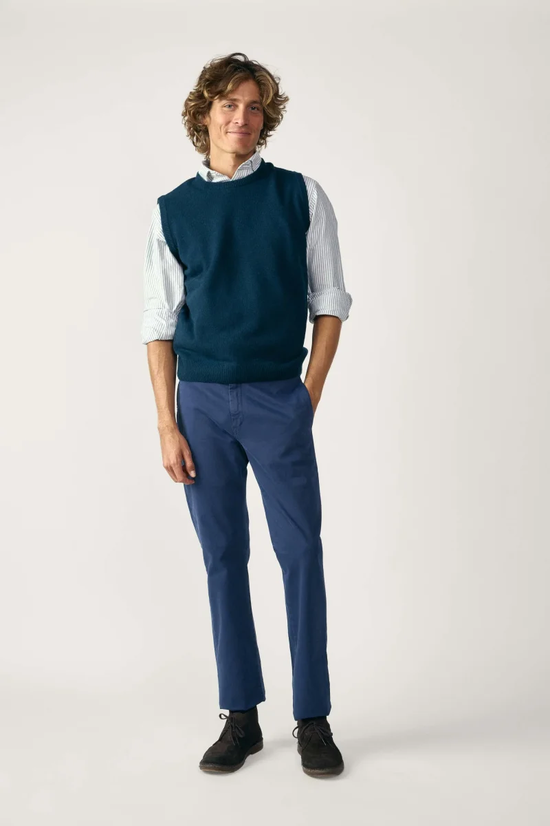 Chaleco Cuello Redondo Lambswool - Azul Petróleo - Imagen 4