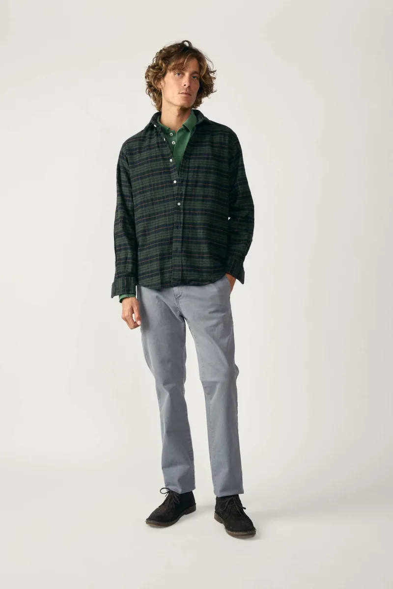 Camisa de Algodón - Cuadros Verde y Marino - Imagen 4