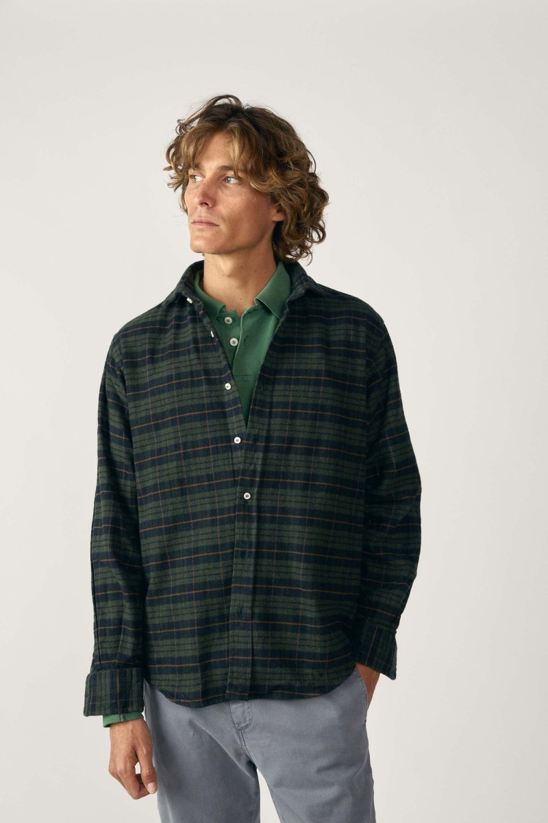 Camisa de Algodón - Cuadros Verde y Marino - Imagen 2