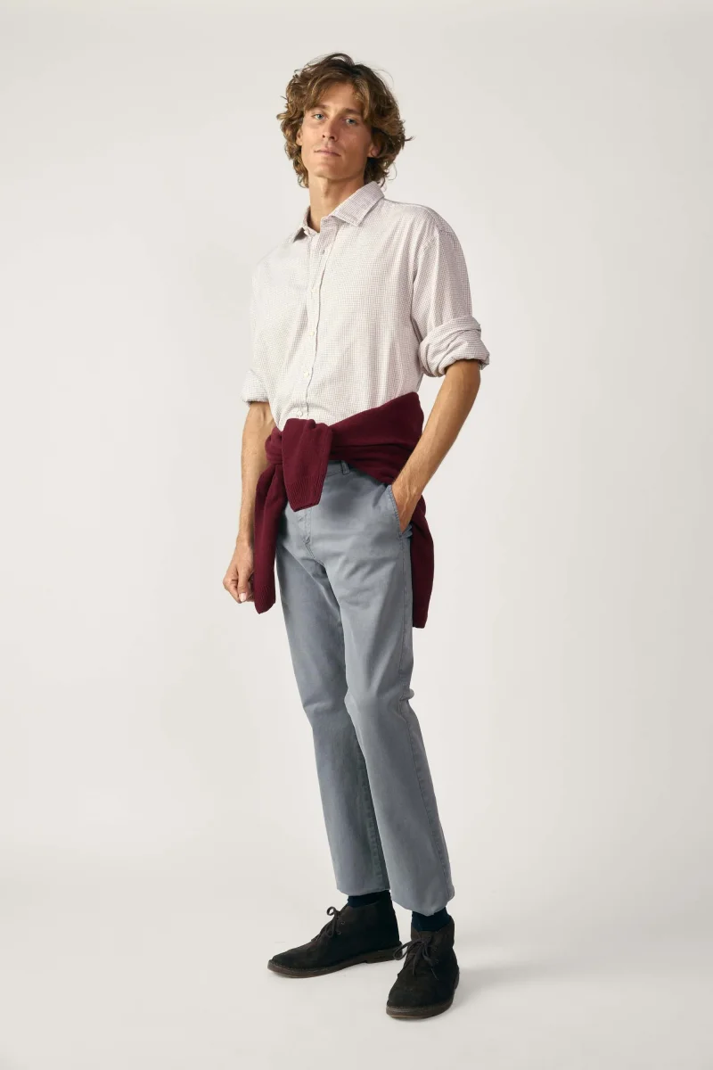Camisa de Algodón - Viyela Cuadro Marrón y Verde - Imagen 5