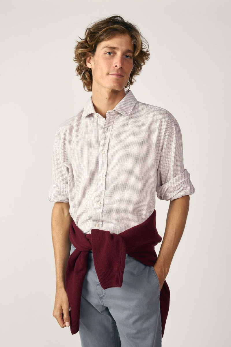 Camisa de Algodón - Viyela Cuadro Marrón y Verde - Imagen 4