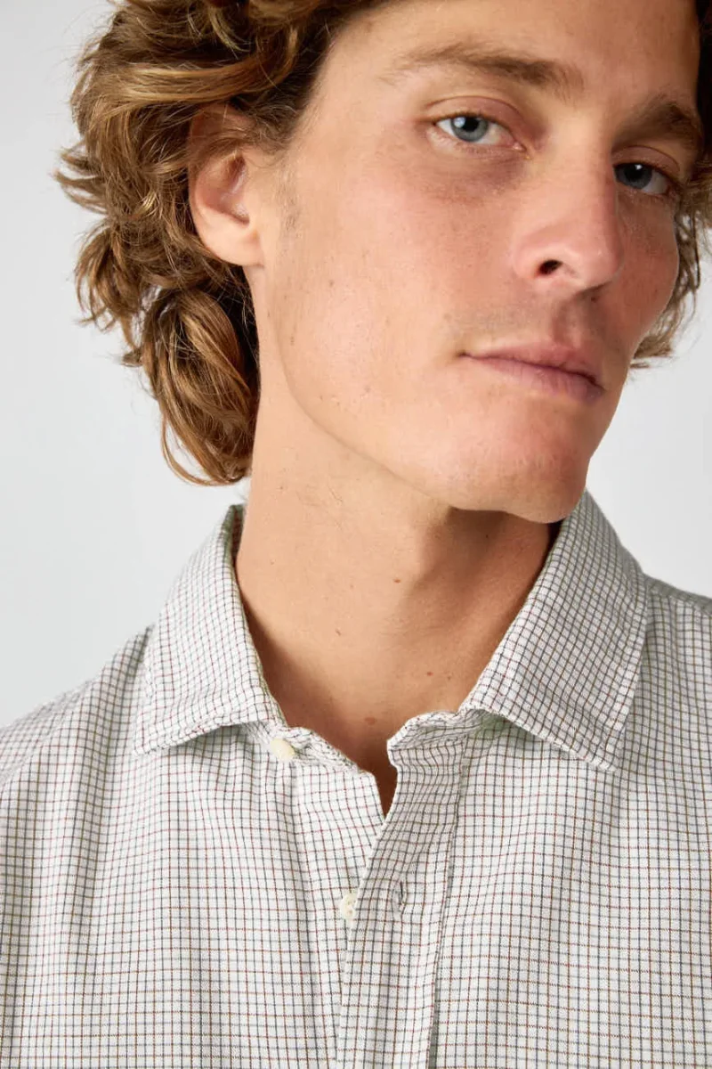 Camisa de Algodón - Viyela Cuadro Marrón y Verde - Imagen 2