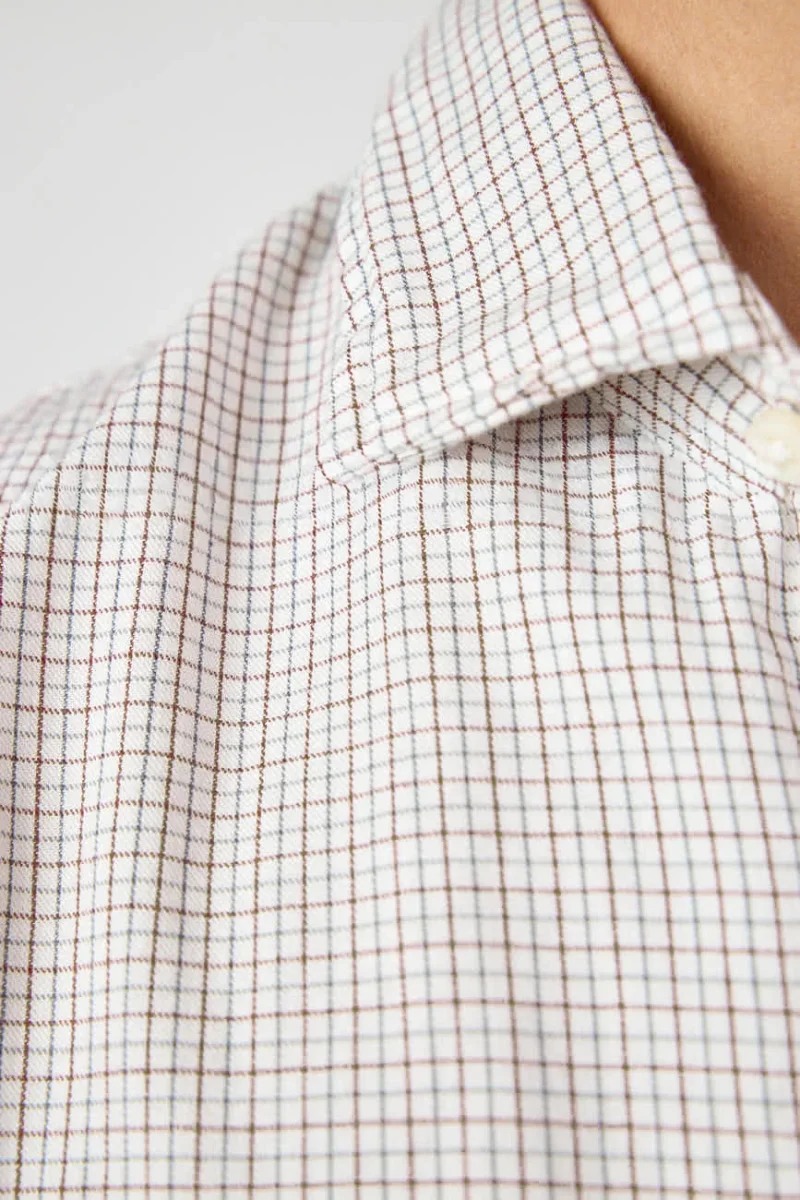 Camisa de Algodón - Viyela Cuadro Marrón y Verde - Imagen 3