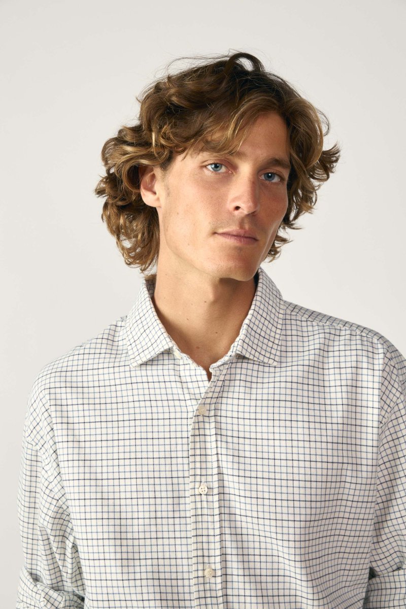 Camisa de Algodón - Viyela Cuadros Azul y Marino - Imagen 2