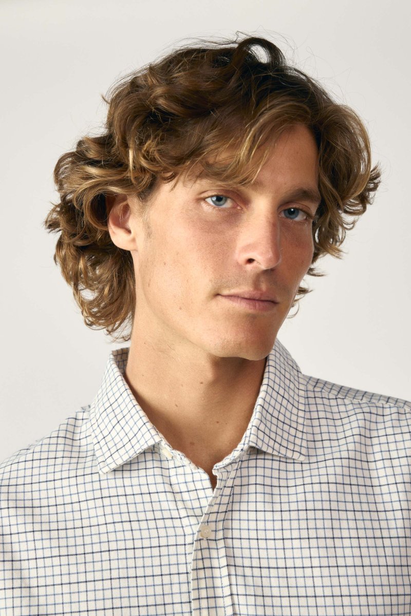 Camisa de Algodón - Viyela Cuadros Azul y Marino - Imagen 3