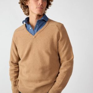 Jersey Cuello Pico Lambswool - Camel