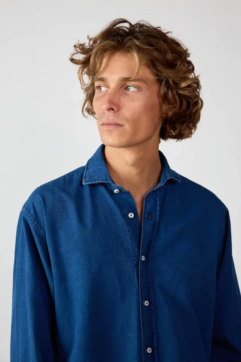 Camisa de Algodón - Vaquera Oscura - Imagen 2