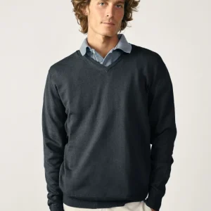 Jersey Cuello Pico Algodón - Gris Marengo
