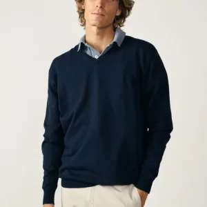 Jersey Cuello Pico Algodón - Azul Marino