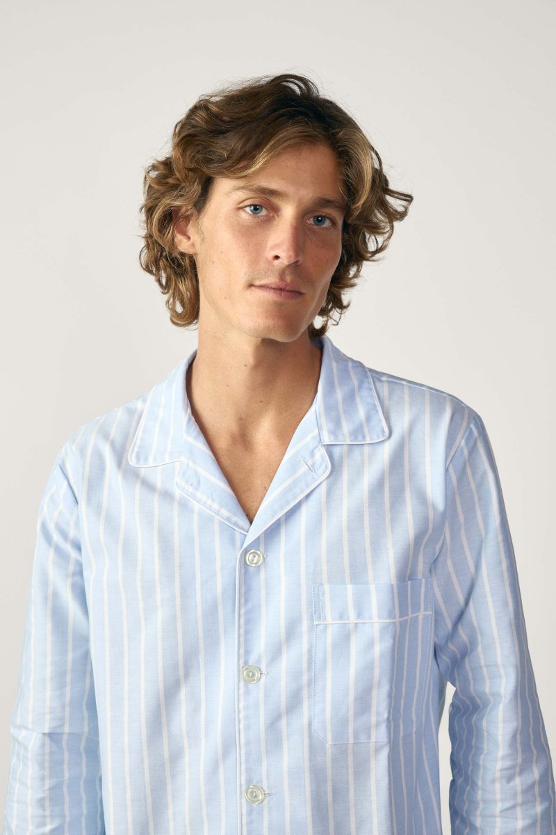 Pijama - Oxford Azul Celeste y Rayas - Imagen 2