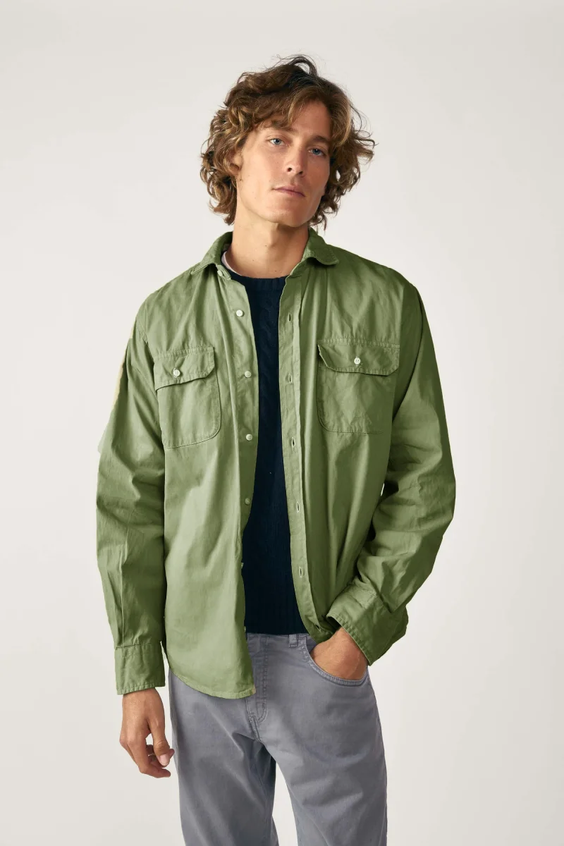 Camisa de Popelín Dos Bolsillos - Verde Khaki - Imagen 2
