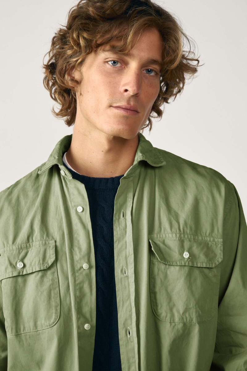 Camisa de Popelín Dos Bolsillos - Verde Khaki - Imagen 3
