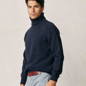 Jersey Cuello Vuelto Lambswool - Azul Marino