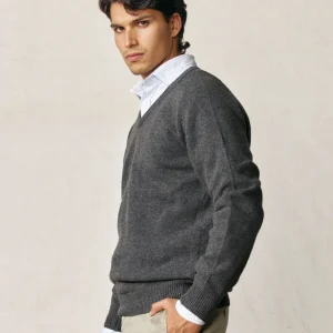 Jersey Cuello Pico Lambswool - Gris Oscuro